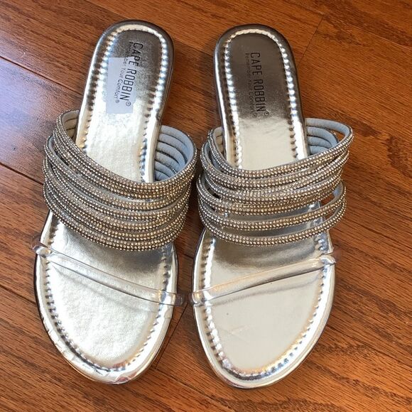 Cape Robbin Size 9 Silver rhinestone rope slip on flat sandals - Picture 2 of 7